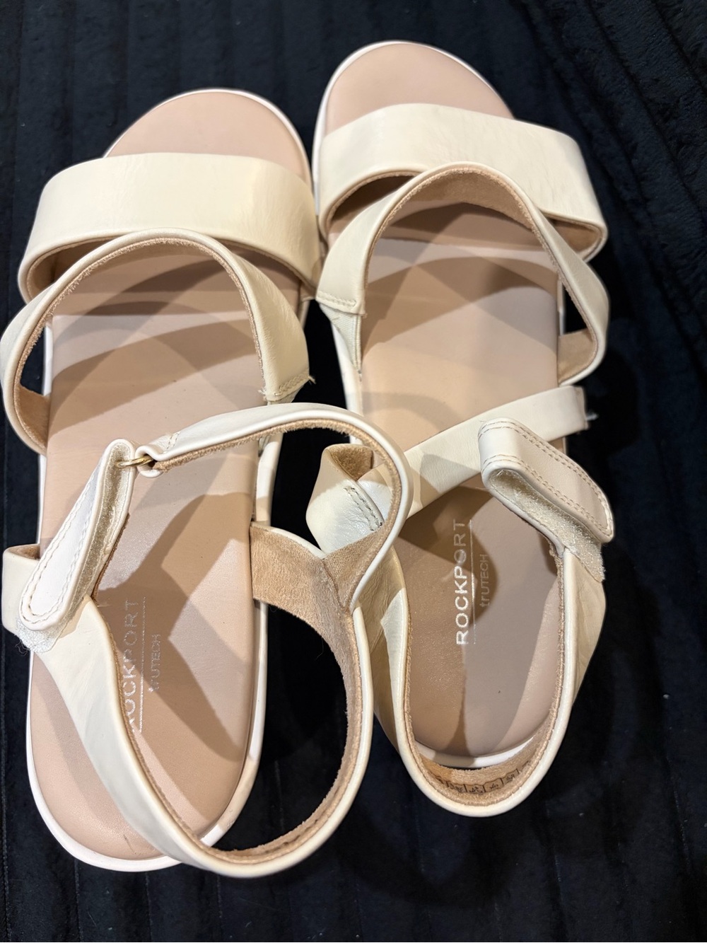 Rockport Women's Ivory Velcro Strap Sandals